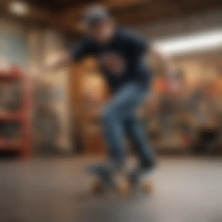 Action shot of a skater using the Toy Machine deck