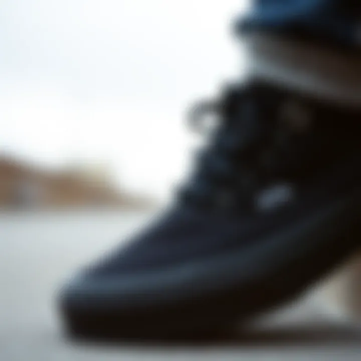 Durability in Vans Authentic Black Detailed view of the durable materials used in Vans Authentic Black.