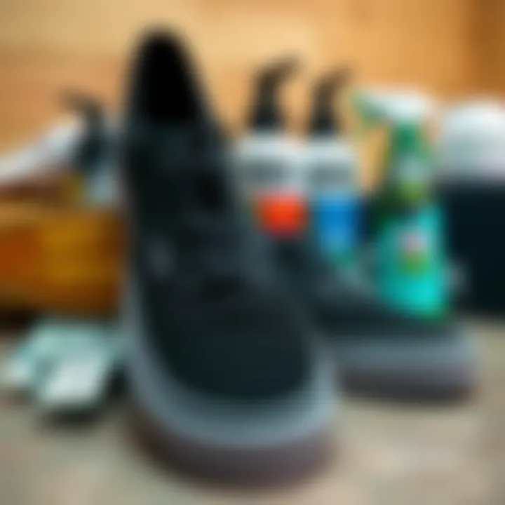 Maintenance Tips for Vans Authentic Black Vans Authentic Black displayed with care products for maintenance.