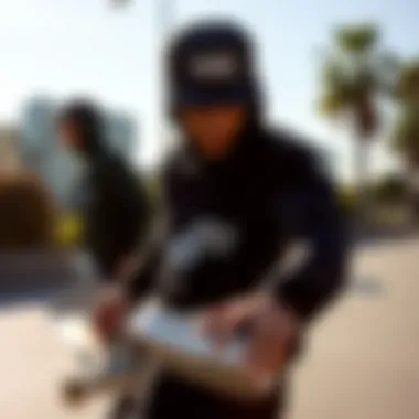 Skate Culture and Vans Authentic Black Candid shot of skaters wearing Vans Authentic Black during a session.