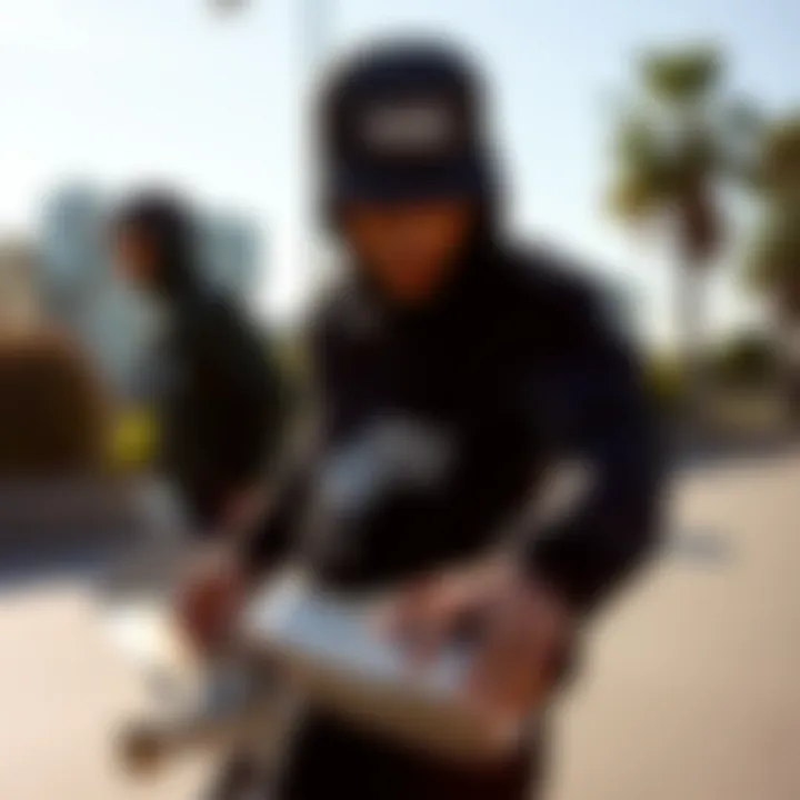 Skate Culture and Vans Authentic Black Candid shot of skaters wearing Vans Authentic Black during a session.