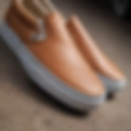 Close-up of Vans Classic Slip-On Leather showcasing its texture and design.