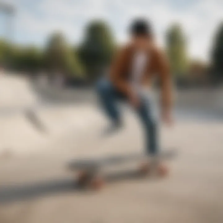 A skateboarder wearing Vans Classic Slip-On Leather at a skate park.