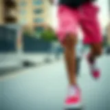 Vans pink shorts captured in an urban skate setting