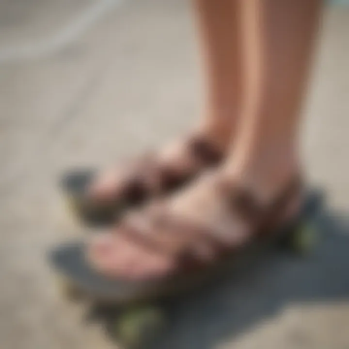 Vans Cayucos sandals on a skateboard