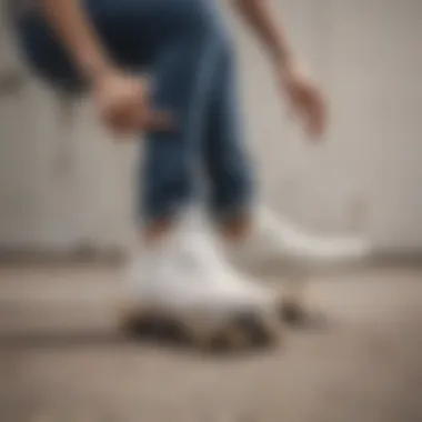 Vans Ultrarange White in action on a skateboard, demonstrating functionality