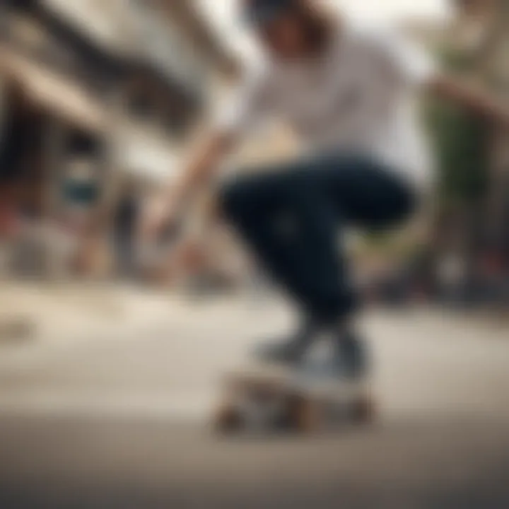 Skateboarder performing tricks while wearing Vans wide shoes