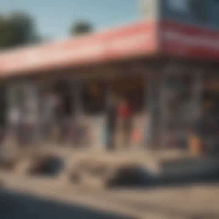 Group of skateboarders discussing at a local shop