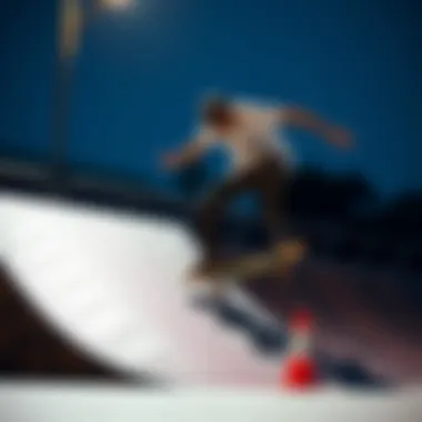 Skateboarding on Gator Skins Ramp Skateboarder performing tricks on a gator skins ramp