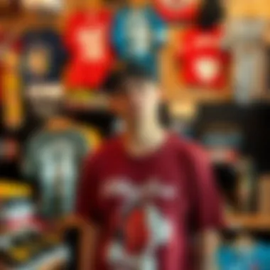 Cultural Significance in Local Fashion A local shop showcasing an array of graphic tees with cultural references.