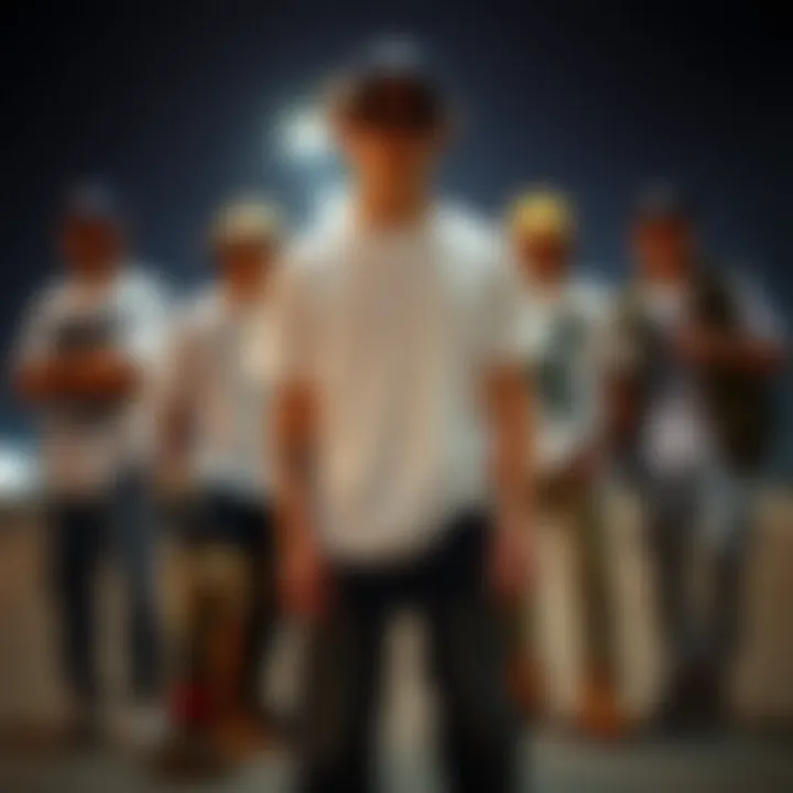 Various stylish outfits featuring a heavy white tee