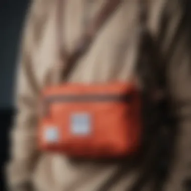 Close-up of the Herschel fanny pack highlighting its functional pockets