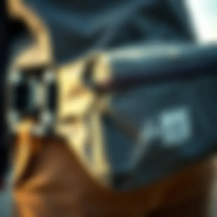 Material Quality of Herschel Fanny Pack Close-up of the material quality of the fanny pack