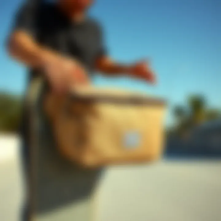 Herschel Fanny Pack in Action with Skateboarder Fanny pack in use by skateboarder