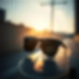 Stylish matte black polarized sunglasses on a skateboard