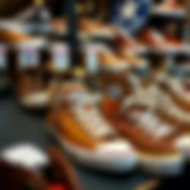 Display of Brown Converse Styles A collection of different styles of brown Converse shoes on display