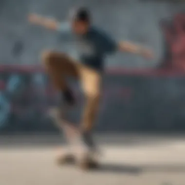 Expression of Identity in Skateboarding Culture A skateboarder performing tricks in a graffiti-filled skate park
