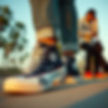 Fashion Ensemble with Navy Converse Low Tops A fashion-forward ensemble featuring navy Converse low tops