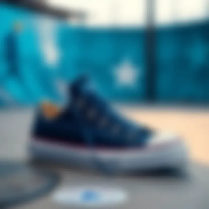 Navy Converse at the Skate Park Navy Converse low tops in a skate park setting