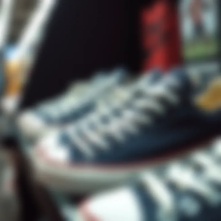 Stylish Display of Navy Converse Low Tops Stylish navy Converse low tops on display