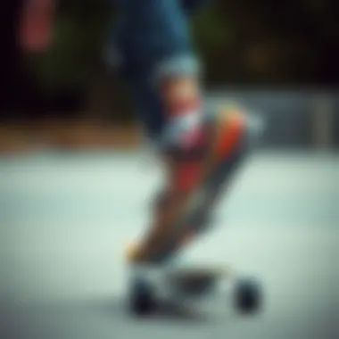 Skateboarding with New Balance 574 T Skateboarder wearing New Balance 574 T while performing tricks