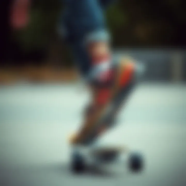 Skateboarding with New Balance 574 T Skateboarder wearing New Balance 574 T while performing tricks