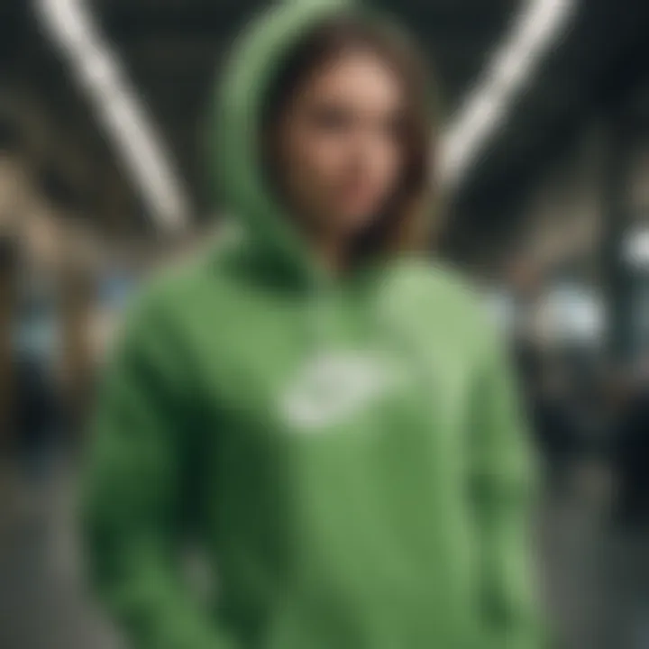 Different styling options for pairing Nike hoodies in green with streetwear.