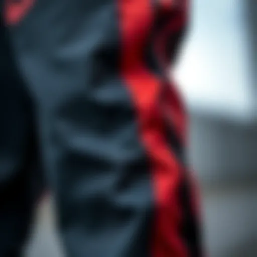 Craftsmanship in Nike Lined Track Pants Detailed stitching of Nike lined track pants showcasing craftsmanship