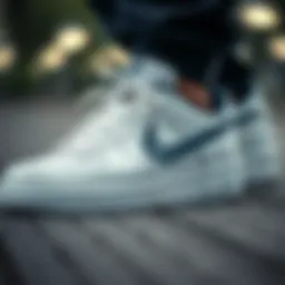 Close-up view of Nike low shoes showcasing their unique design elements