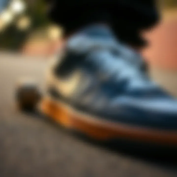 A close-up view of the distinctive silhouette of Nike Low sneakers showcasing their unique design features.