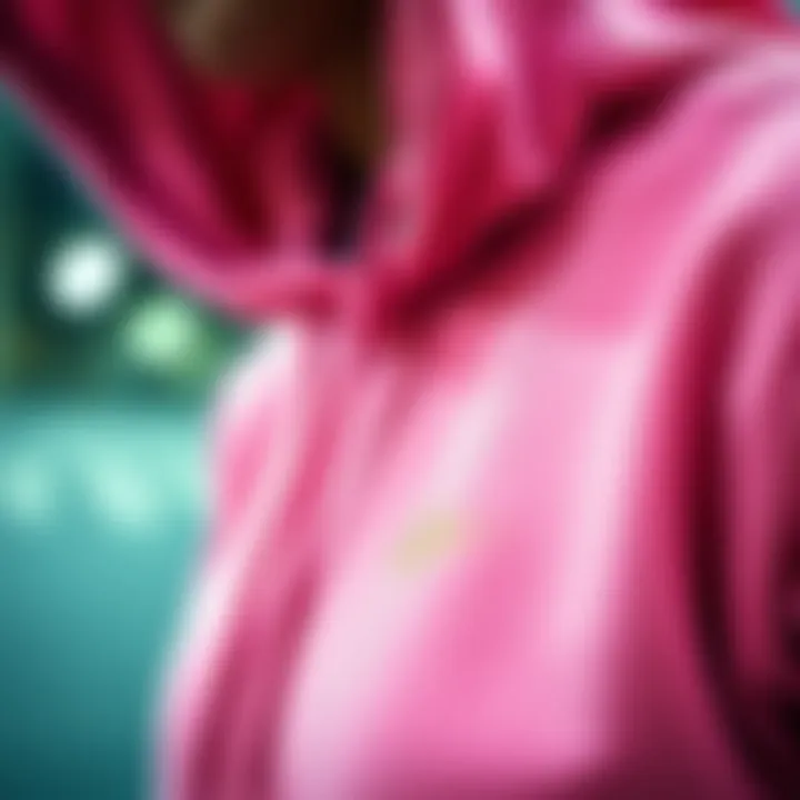 Fabric Technology of Nike Pink Hoodie Close-up of fabric technology in Nike pink hoodie