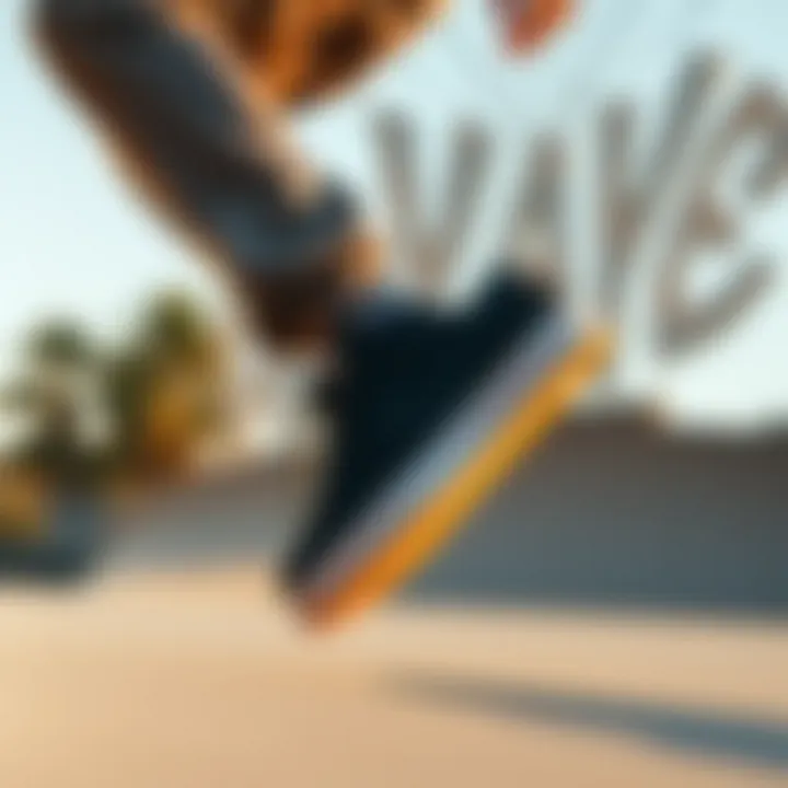 Performance of Nike SB Blazer Court DV2746 in Action Skater performing a trick while wearing the Nike SB Blazer Court DV2746.