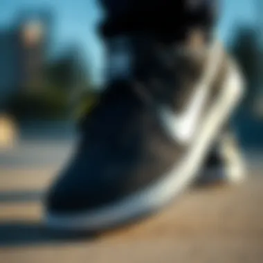 Close-up of Nike SB shoe technology features