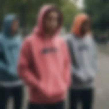 Group of skateboarders wearing Nike hoodies.