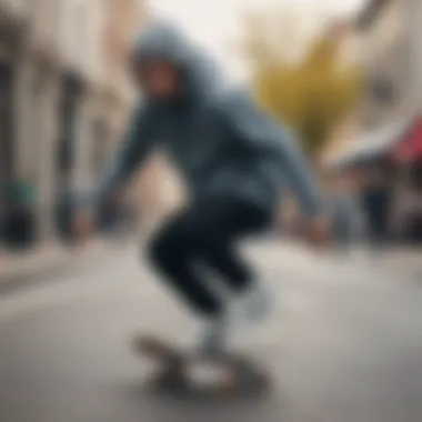 Nike Sportswear Club Fleece Zip Hoodie in action during skateboarding.