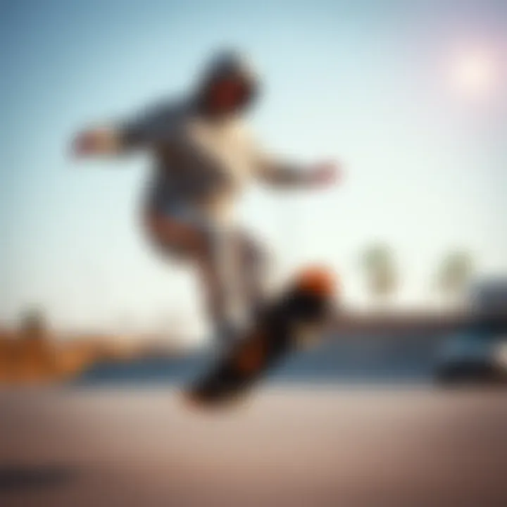 Versatile Performance in Action Dynamic action shot showcasing the versatility of a Nike zip-up sweatsuit during a skateboarding session