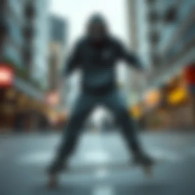 Cultural Impact and Urban Aesthetics Cultural significance of Nike zip-up sweatsuits illustrated through urban lifestyle imagery and skateboarding influences