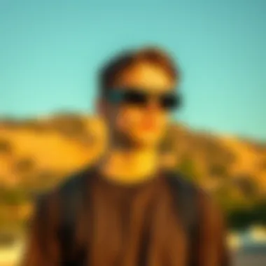 Enhancing Outdoor Adventures with Style Person wearing matte black polarized sunglasses outdoors