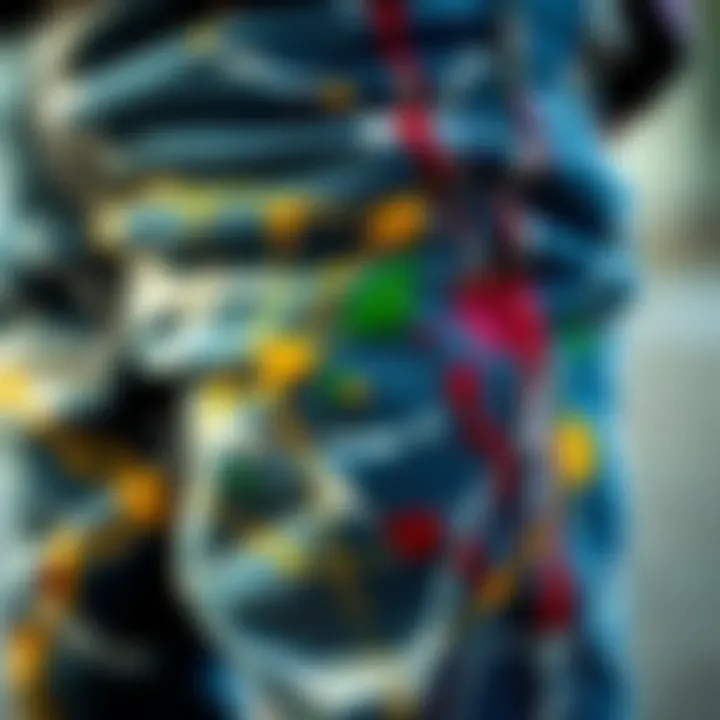 Artistic Details of Paint Splatter Close-up of paint splatter details on skinny jeans