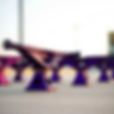 Comparison of purple skateboard trucks with other color options to highlight aesthetic choices.