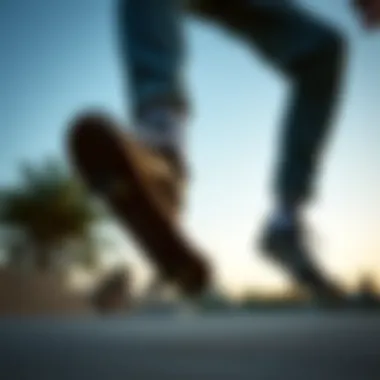 Skateboarder in Action with Rebroke Shoes A skateboarder performing tricks while wearing Rebroke Shoes