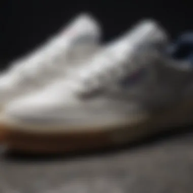 Close-up of the Reebok Club C Double Geo Platform Sneakers highlighting the material and texture.