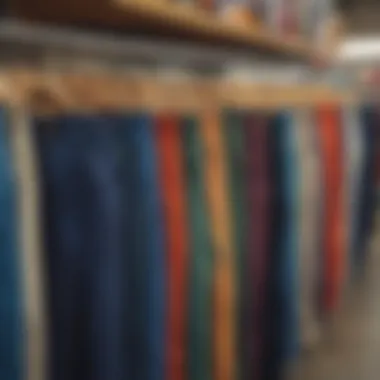 A display of colorful Dickies pants in a retail store