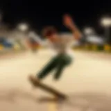 Dynamic Action with RVCA That’ll Do Stretch Dynamic pose showcasing the RVCA That’ll Do Stretch during skateboarding