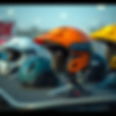 Variety of Helmets for Electric Skateboarding Various types of helmets for electric skateboarding