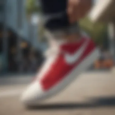 Skateboarder wearing Nike Blazer Low Top in action