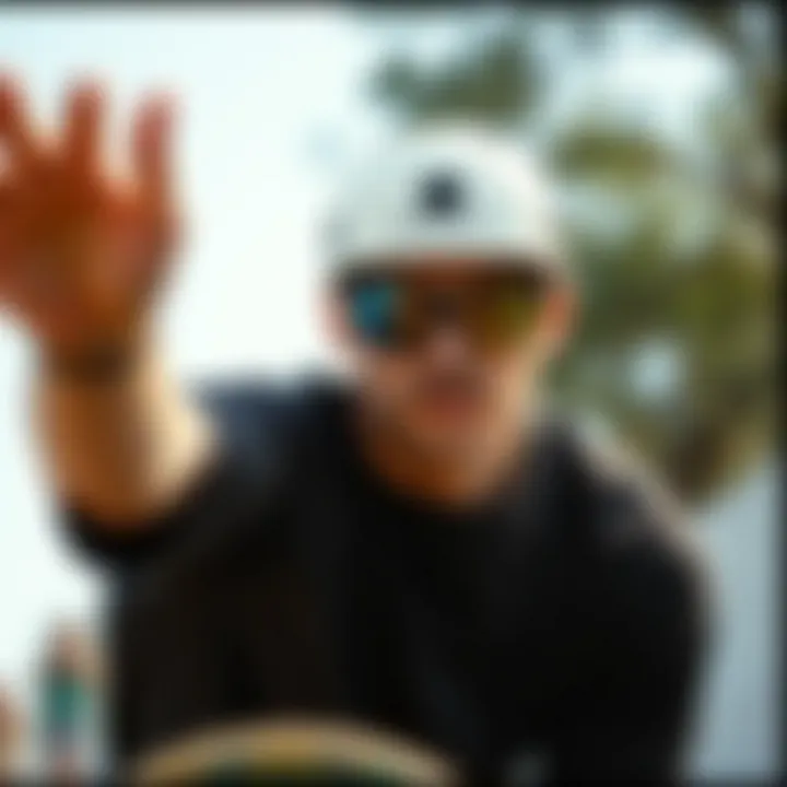 Skateboarder in Action with Oakley Latch Borderline Skateboarder wearing Oakley Latch Borderline sunglasses in action