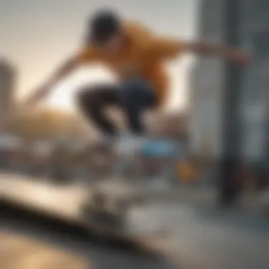 A skateboarder practicing tricks with TechDeck equipment, emphasizing skill development