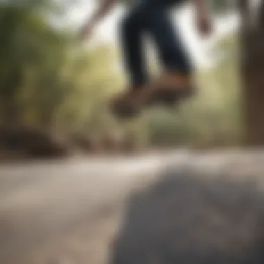 Skateboarder wearing the Hydro Moc Boulder during a trick