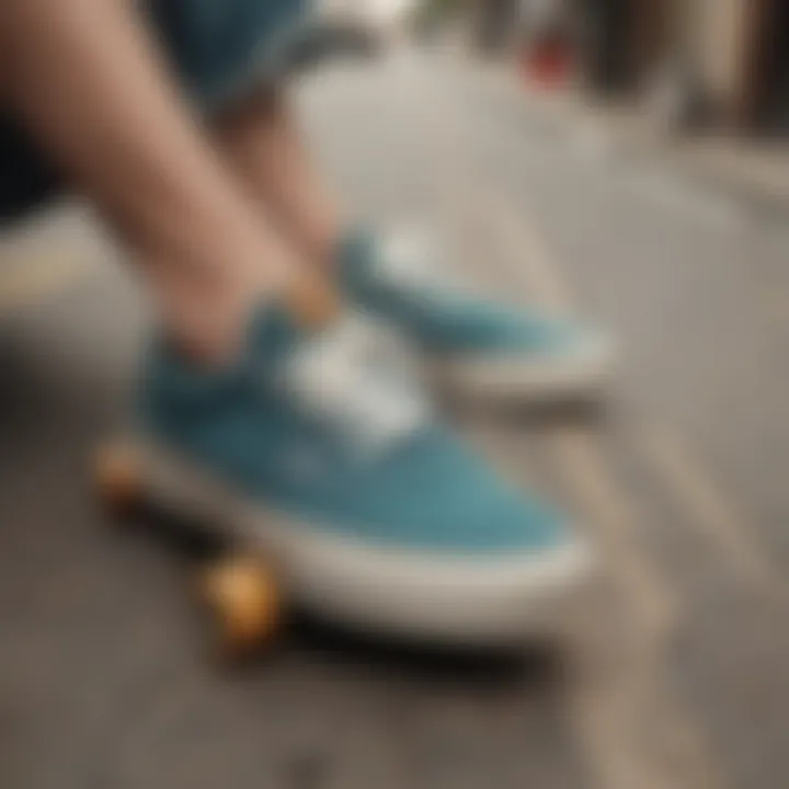 Skateboarder enjoying a ride in Vans shoes